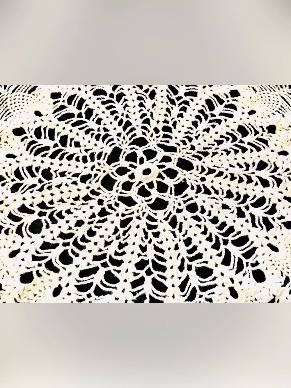 Vintage Hand Crocheted Cotton Set Of 6 Ivory & Purple Round & Rectangle Doilies